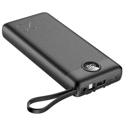 VRURC Power Bank 10000mAh Batería Externa con 4 Cables de Carga Integrados UCB C Cargador Movil Portátil Pantalla Digital LED con 4 Salidas y 2 entradas Compatible con Huawei y Smartphone