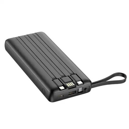 VRURC Power Bank 10000mAh Batería Externa con 4 Cables de Carga Integrados UCB C Cargador Movil Portátil Pantalla Digital LED con 4 Salidas y 2 entradas Compatible con Huawei y Smartphone