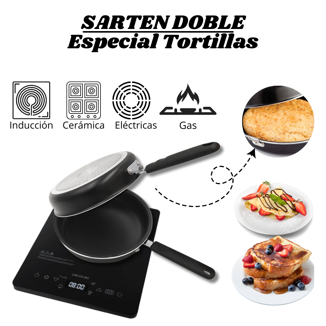 SARTEN DOBLE ESPECIAL PARA TORTILLAS Y CREPES 24 cm