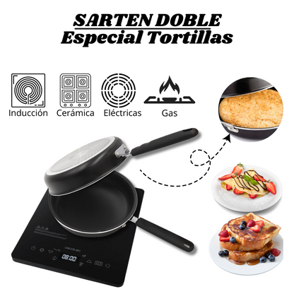 SARTEN DOBLE ESPECIAL PARA TORTILLAS Y CREPES 24 cm